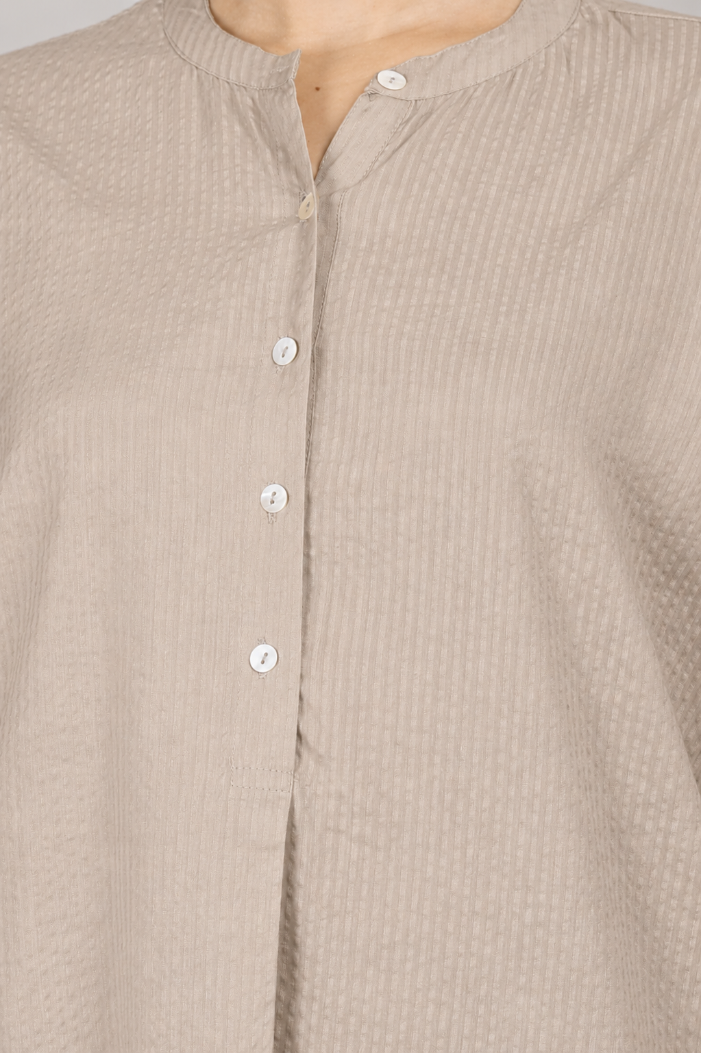 Silver Cloud Beige Seersucker Cotton A-Line Kurta Pant Co-Ord Set