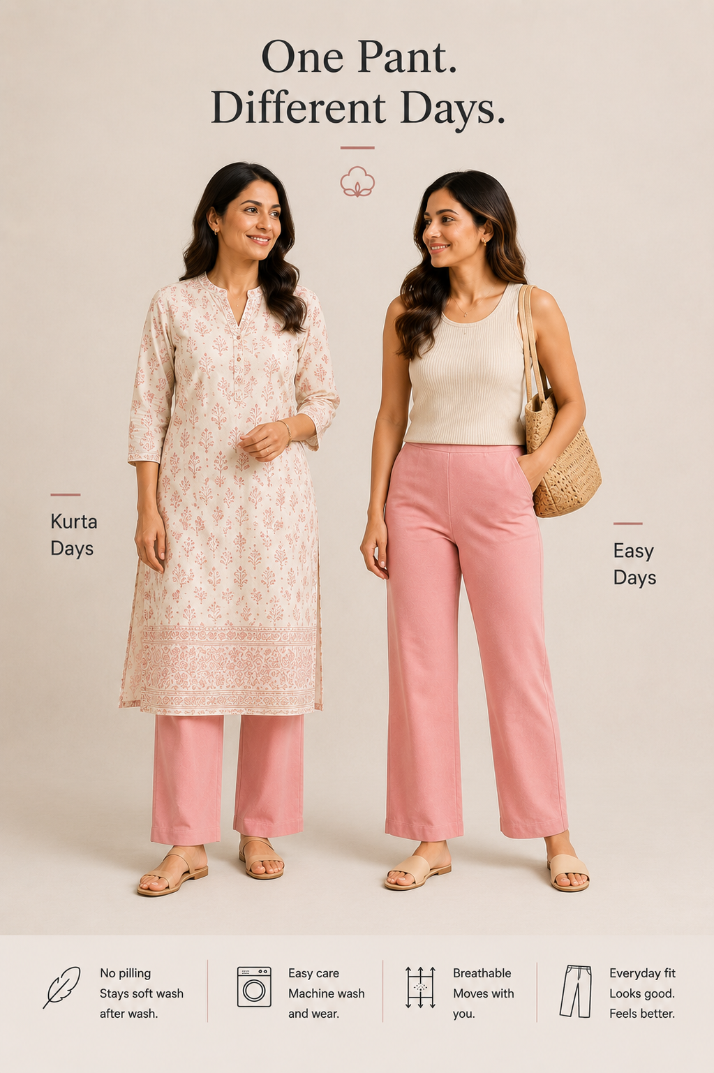 The Easy Pant in Blush Pink
