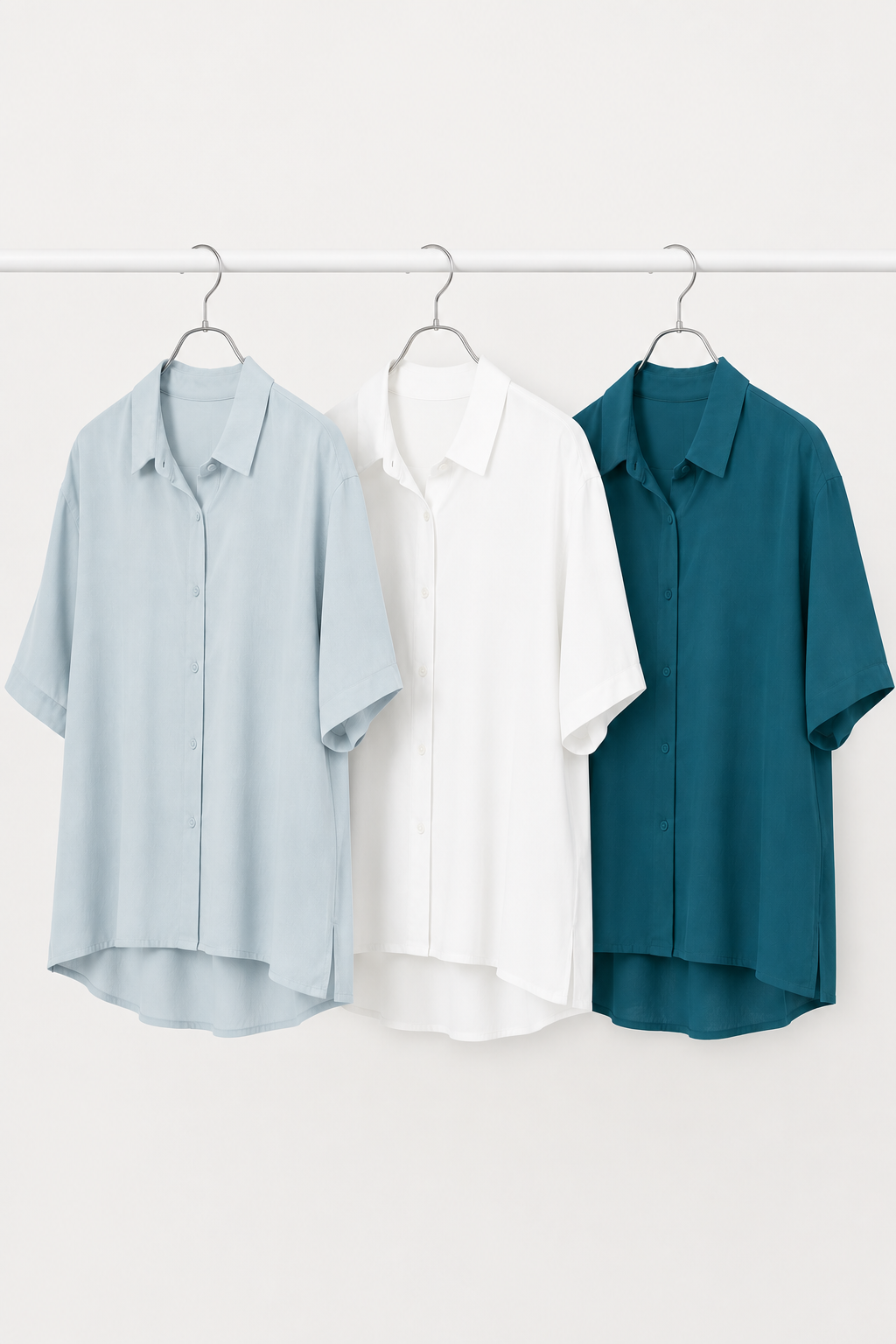 The Boxy Short Sleeve Viscose Shirt in Deep Teal