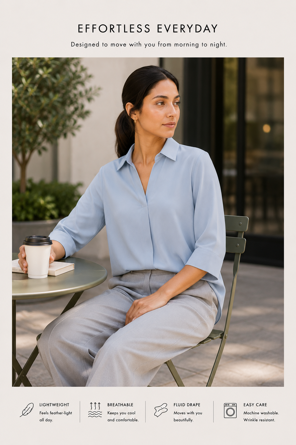 The Skipper Viscose Shirt in Air Blue