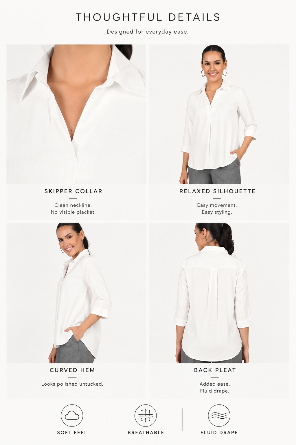 The Skipper Viscose Shirt in Cloud White