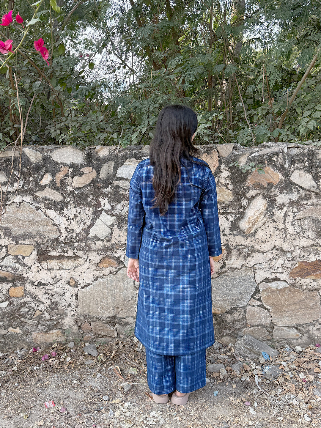 True Navy Corduroy Yarn-dyed Straight-Fit Cotton Kurta Pant Co-ord Set