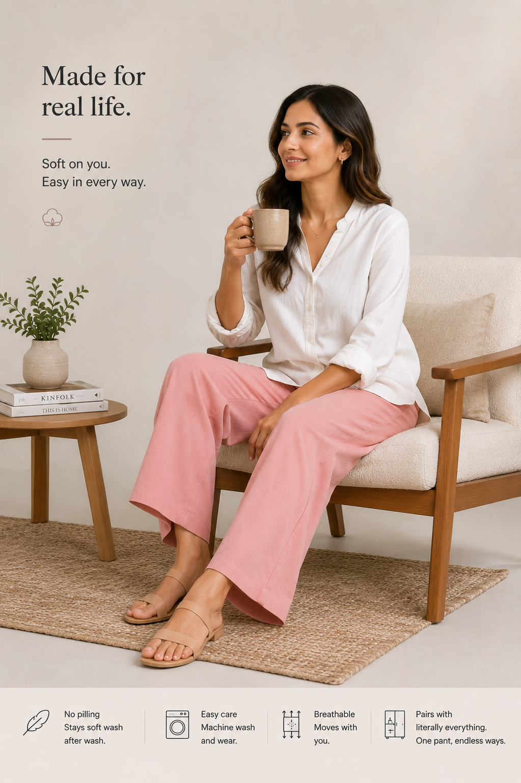 The Easy Pant in Blush Pink
