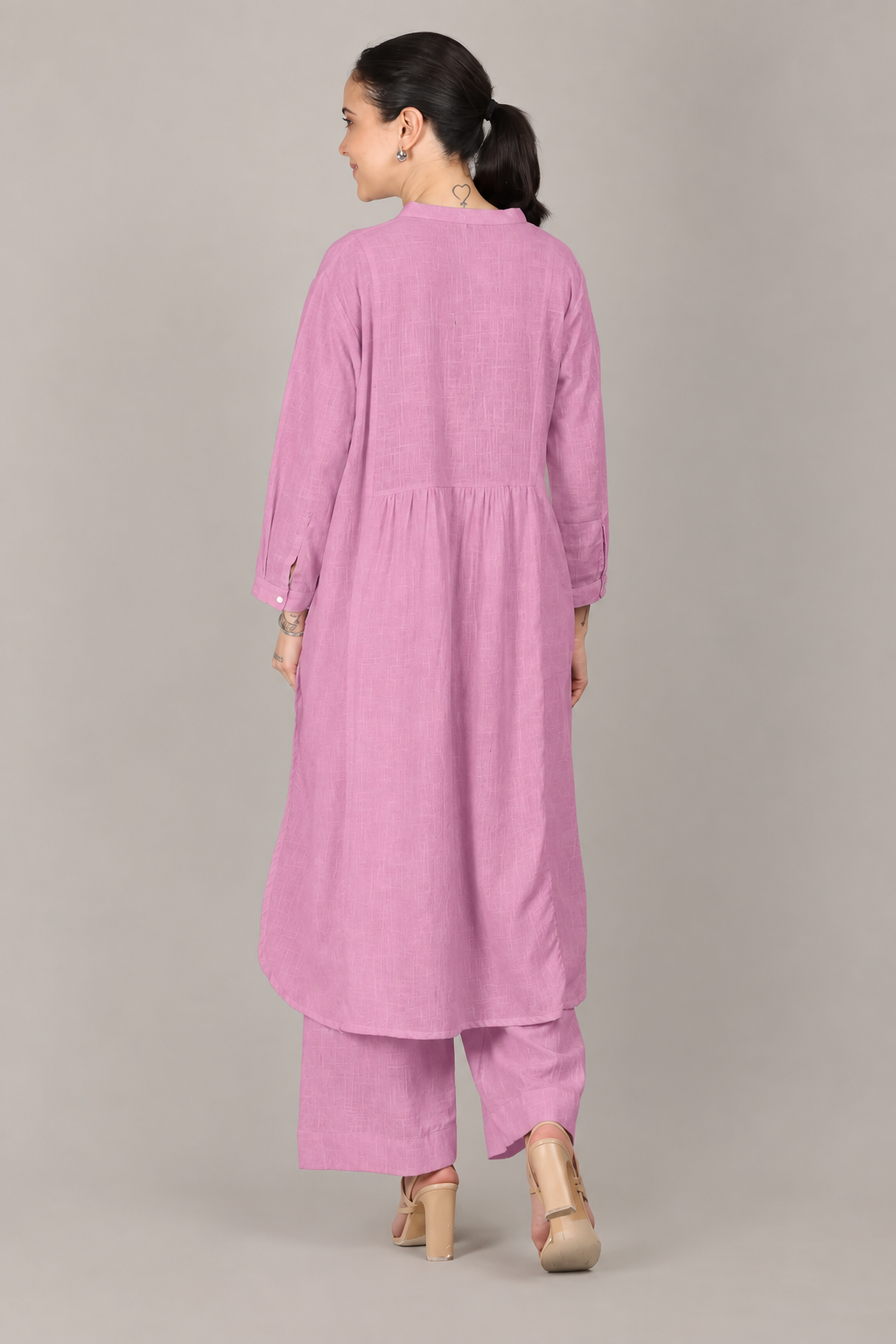 Mulberry Dobby Striped Cotton A-Line Kurta Pant Co-Ord Set (Sukoon)