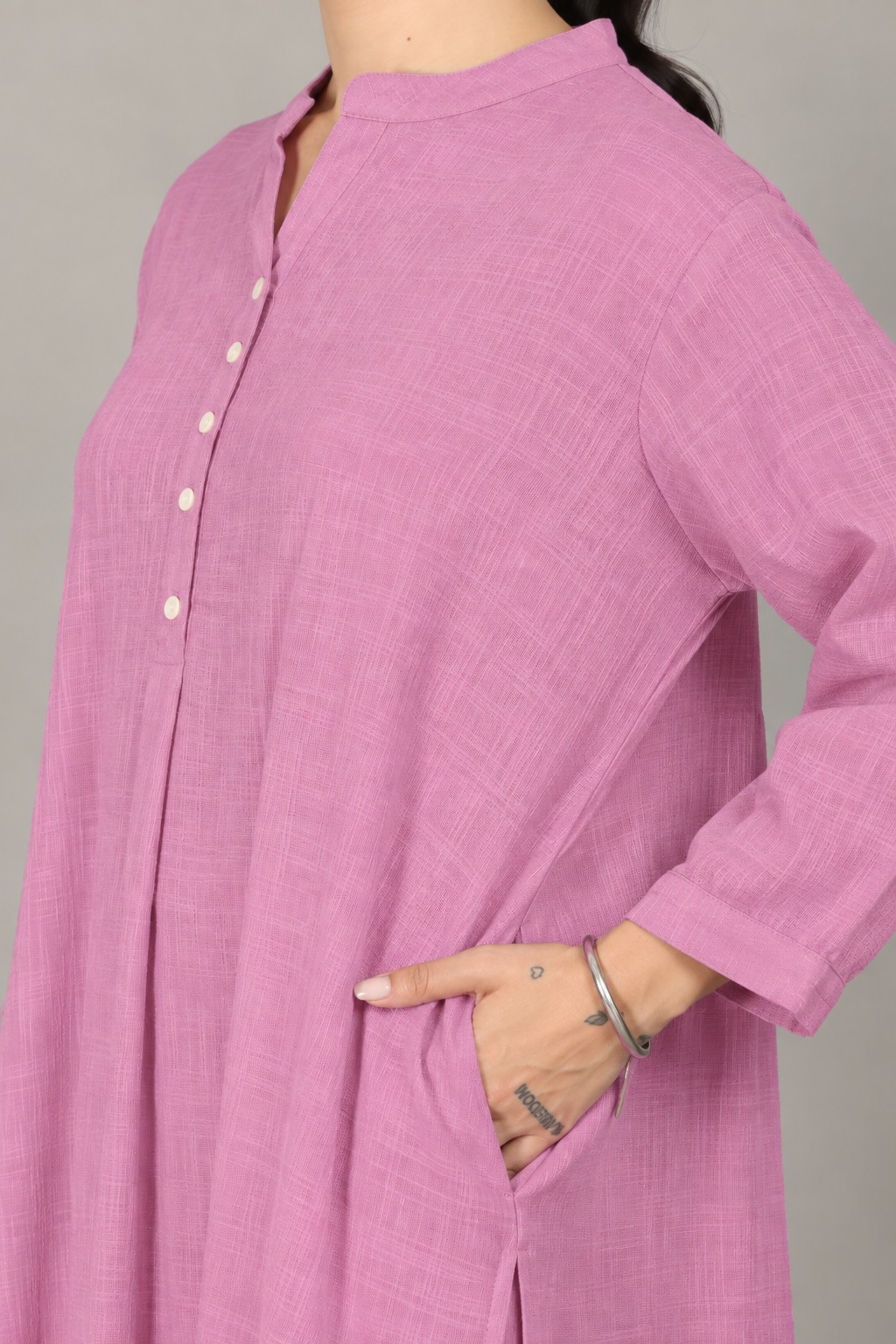 Mulberry Dobby Striped Cotton A-Line Kurta Pant Co-Ord Set (Sukoon)