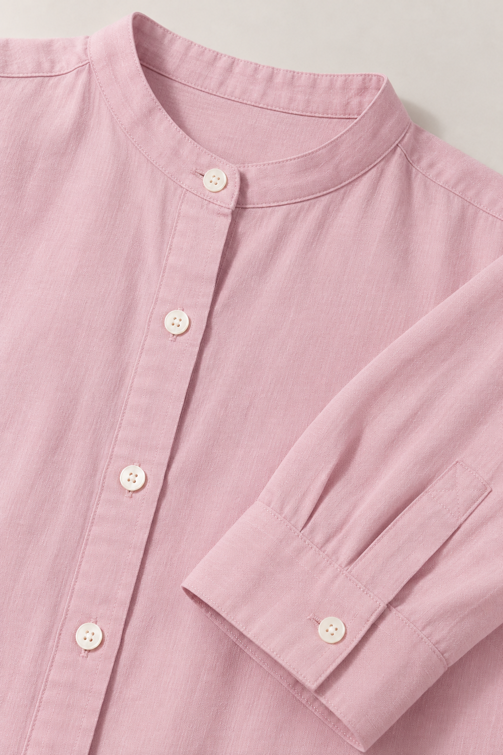Everyday Band Collar Shirt in Dusty Pink