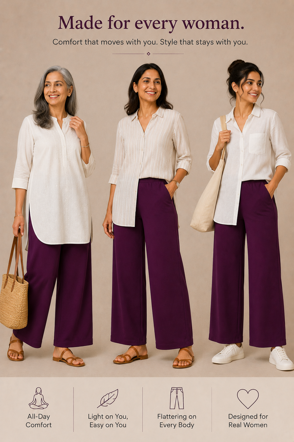 The Easy Pant in Plum