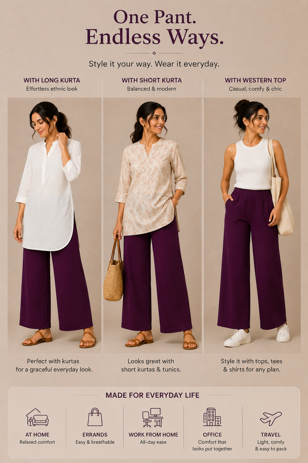 The Easy Pant in Plum