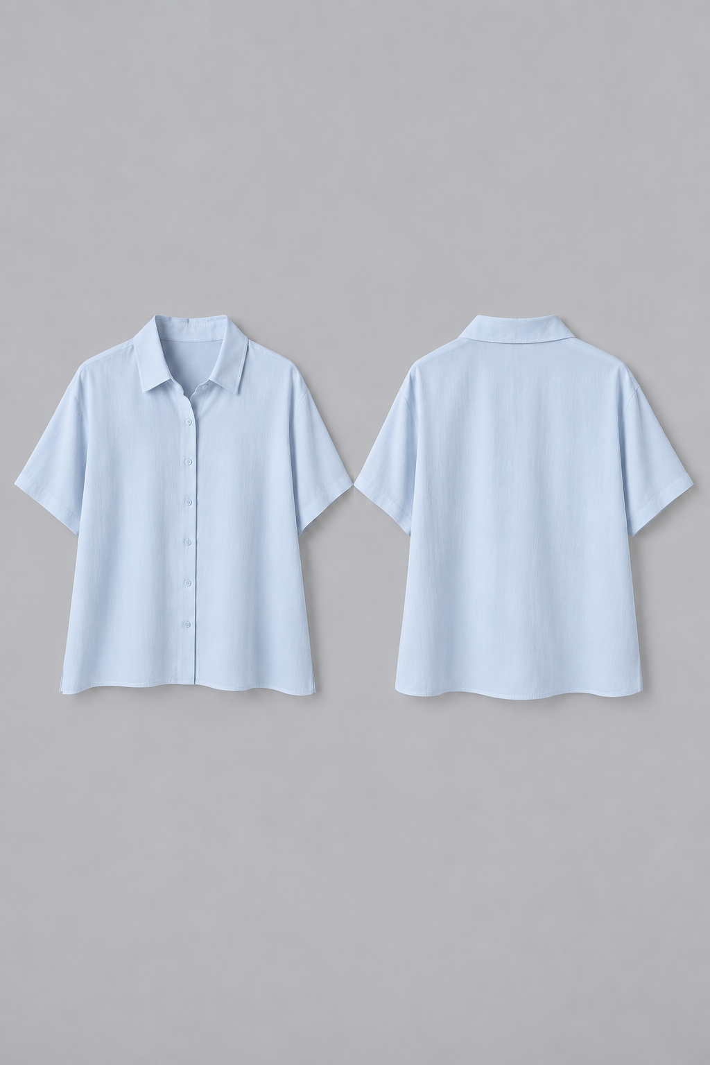 The Boxy Short Sleeve Viscose Shirt in Air Blue