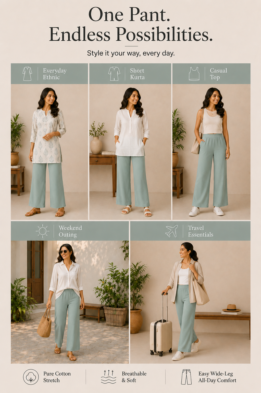 The Easy Pant in Surf Green