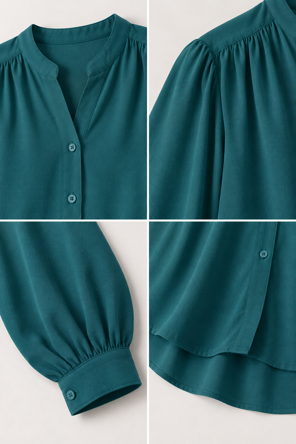 The Gathered Viscose Shirt in Deep Teal