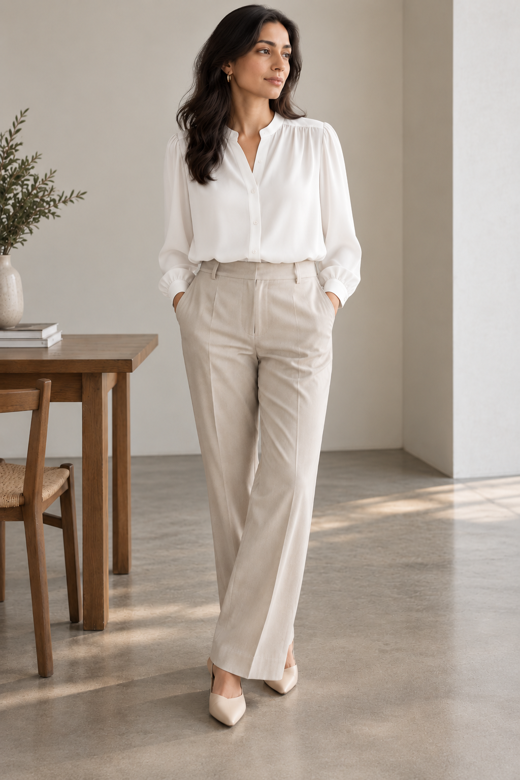 The Gathered Viscose Shirt in Cloud White